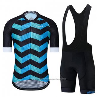 2019 Maillot Cyclisme Etixxl Bleu Noir Manches Courtes et Cuissard