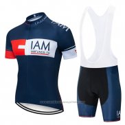 2019 Maillot Cyclisme IAM Bleu Profond Manches Courtes et Cuissard