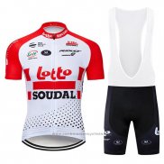 2019 Maillot Cyclisme Lotto Soudal Rouge Blanc Manches Courtes et Cuissard