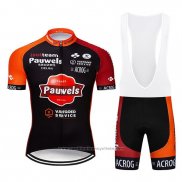 2019 Maillot Cyclisme Pauwels Noir Orange Manches Courtes et Cuissard