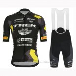 2019 Maillot Cyclisme Trek Selle San Marco Noir Jaune Manches Courtes et Cuissard