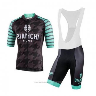 2020 Maillot Cyclisme Bianchi Noir Vert Blanc Manches Courtes et Cuissard