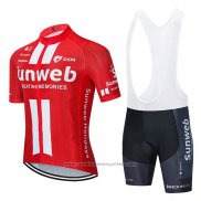 2020 Maillot Cyclisme Sunweb Rouge Blanc Manches Courtes et Cuissard