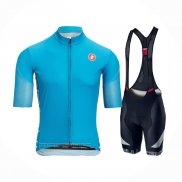 2021 Maillot Cyclisme Castelli Lumiere Bleu Manches Courtes et Cuissard