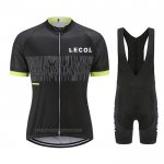 2021 Maillot Cyclisme Le Col Noir Jaune Manches Courtes et Cuissard