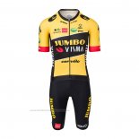 2022 Maillot Cyclisme Jumbo Visma Noir Jaune Manches Courtes et Cuissard