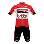 2022 Maillot Cyclisme Lotto Soudal Noir Rouge Manches Courtes et Cuissard