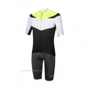 2022 Maillot Cyclisme RH+ Noir Jaune Blanc Manches Courtes et Cuissard