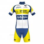 2022 Maillot Cyclisme Sport Vlaanderen-Baloise Bleu Jaune Manches Courtes et Cuissard