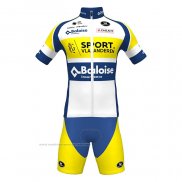 2022 Maillot Cyclisme Sport Vlaanderen-Baloise Bleu Jaune Manches Courtes et Cuissard