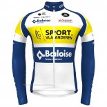 2022 Maillot Cyclisme Sport Vlaanderen Baloise Bleu Jaune Manches Longues et Cuissard