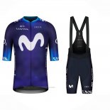 2023 Maillot Cyclisme Movistar Bleu Blanc Manches Courtes Et Cuissard