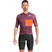 2023 Maillot Cyclisme Sportful Orange Violet Manches Courtes et Cuissard