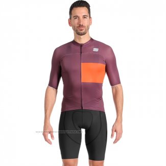 2023 Maillot Cyclisme Sportful Orange Violet Manches Courtes et Cuissard