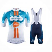 2024 Maillot Cyclisme DSM Bleu Blanc Manches Courtes et Cuissard