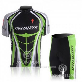 2010 Maillot Cyclisme Specialized Vert et Noir Manches Courtes et Cuissard