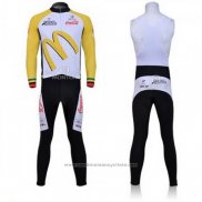 2011 Maillot Cyclisme McDonalds Blanc et Jaune Manches Longues et Cuissard