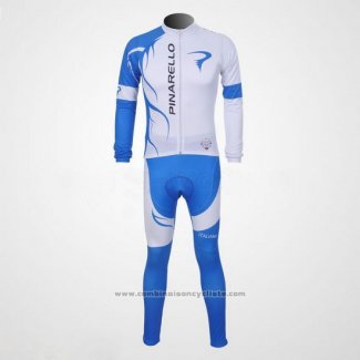 2011 Maillot Cyclisme Pinarello Azur et Blanc Manches Longues et Cuissard