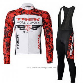 2011 Maillot Cyclisme Trek Rouge et Blanc Manches Longues et Cuissard