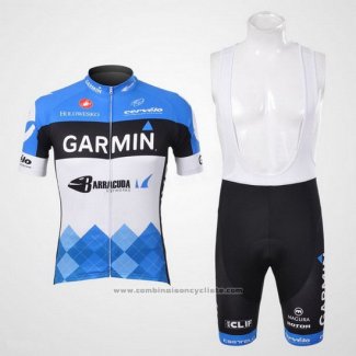 2012 Maillot Cyclisme Garmin Cervelo Blanc et Azur Manches Courtes et Cuissard