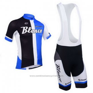 2013 Maillot Cyclisme Blanco Noir et Bleu Manches Courtes et Cuissard