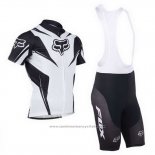 2013 Maillot Cyclisme Fox Blanc et Noir Manches Courtes et Cuissard