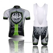 2013 Maillot Cyclisme Rock Racing Noir et Vert Manches Courtes et Cuissard