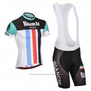 2014 Maillot Cyclisme Bianchi Noir et Blanc Manches Courtes et Cuissard