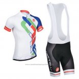 2014 Maillot Cyclisme Castelli Blanc et Bleu Manches Courtes et Cuissard