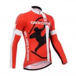 2014 Maillot Cyclisme Giordana Rouge et Blanc Manches Longues et Cuissard