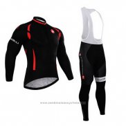 2015 Maillot Cyclisme Castelli Brillant Noir Manches Longues et Cuissard