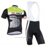 2015 Maillot Cyclisme Castelli SIDI Noir et Vert Manches Courtes et Cuissard