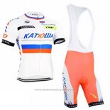 2015 Maillot Cyclisme Katusha Blanc Manches Courtes et Cuissard