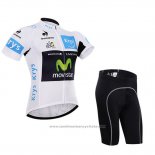 2015 Maillot Cyclisme Movistar Lider Blanc Manches Courtes et Cuissard