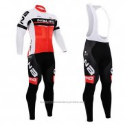 2015 Maillot Cyclisme Nalini Rouge et Blanc Manches Longues et Cuissard