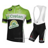 2016 Maillot Cyclisme Crelan AA Vert et Noir Manches Courtes et Cuissard