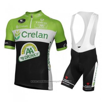 2016 Maillot Cyclisme Crelan AA Vert et Noir Manches Courtes et Cuissard