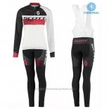 2016 Maillot Cyclisme Femme Scott Blanc et Noir Manches Longues et Cuissard