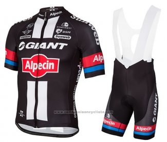 2016 Maillot Cyclisme Giant Alpecin Noir et Rouge Manches Courtes et Cuissard