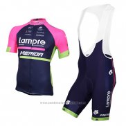 2016 Maillot Cyclisme Lampre Bleu et Rose Manches Courtes et Cuissard