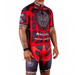 2016 Maillot Cyclisme Rock Racing Rouge et Marron Manches Courtes et Cuissard