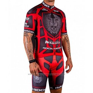 2016 Maillot Cyclisme Rock Racing Rouge et Marron Manches Courtes et Cuissard