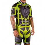 2016 Maillot Cyclisme Rock Racing Vert et Marron Manches Courtes et Cuissard