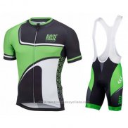 2016 Maillot Cyclisme Rose Vert et Noir Manches Courtes et Cuissard