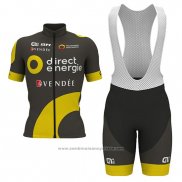 2017 Maillot Cyclisme Direct Energie Marron Manches Courtes et Cuissard