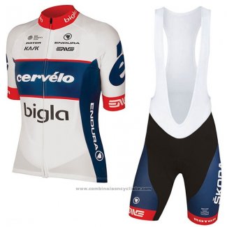 2017 Maillot Cyclisme Femme Cervelo Bigla Blanc Manches Courtes et Cuissard