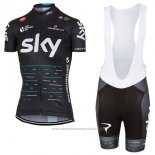 2017 Maillot Cyclisme Femme Sky Noir Manches Courtes et Cuissard