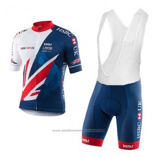 2017 Maillot Cyclisme Great Britain Bleu et Blanc Manches Courtes et Cuissard