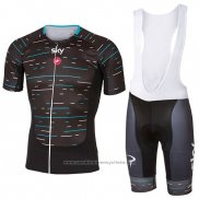 2017 Maillot Cyclisme Sky Noir et Bleu Clair Manches Courtes et Cuissard