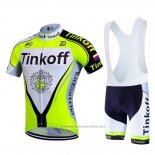 2017 Maillot Cyclisme Tinkoff Brillant Vert Manches Courtes et Cuissard